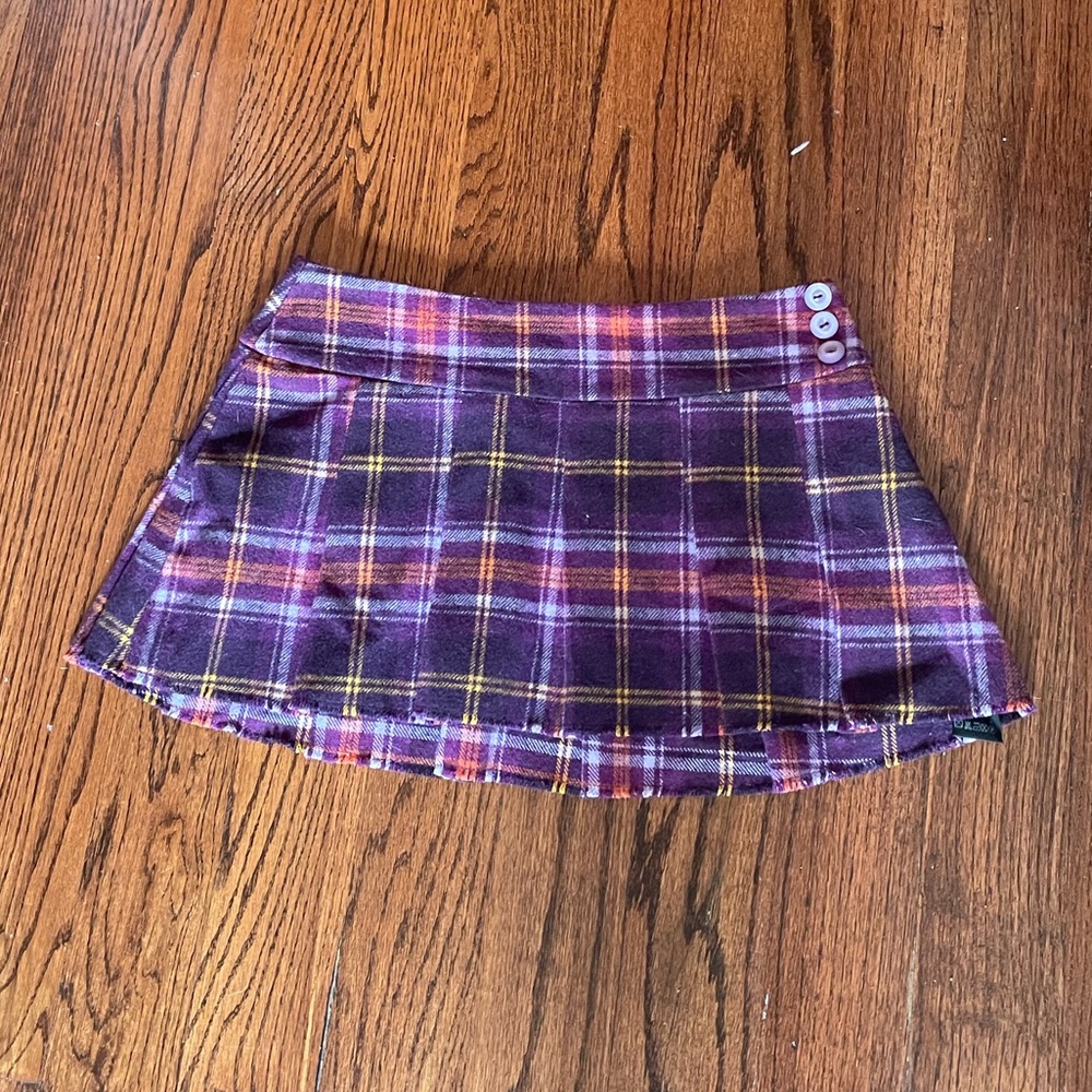 Danielle Guizio Wool Pleated Micro Mini Skirt